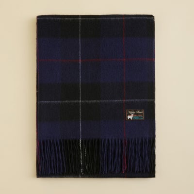 カシミヤ100%大判チェックストール＜パープル＞