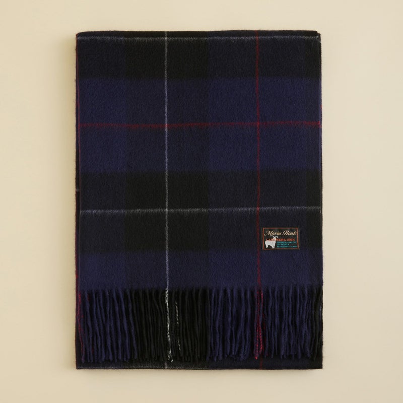 カシミヤ100%大判チェックストール＜パープル＞