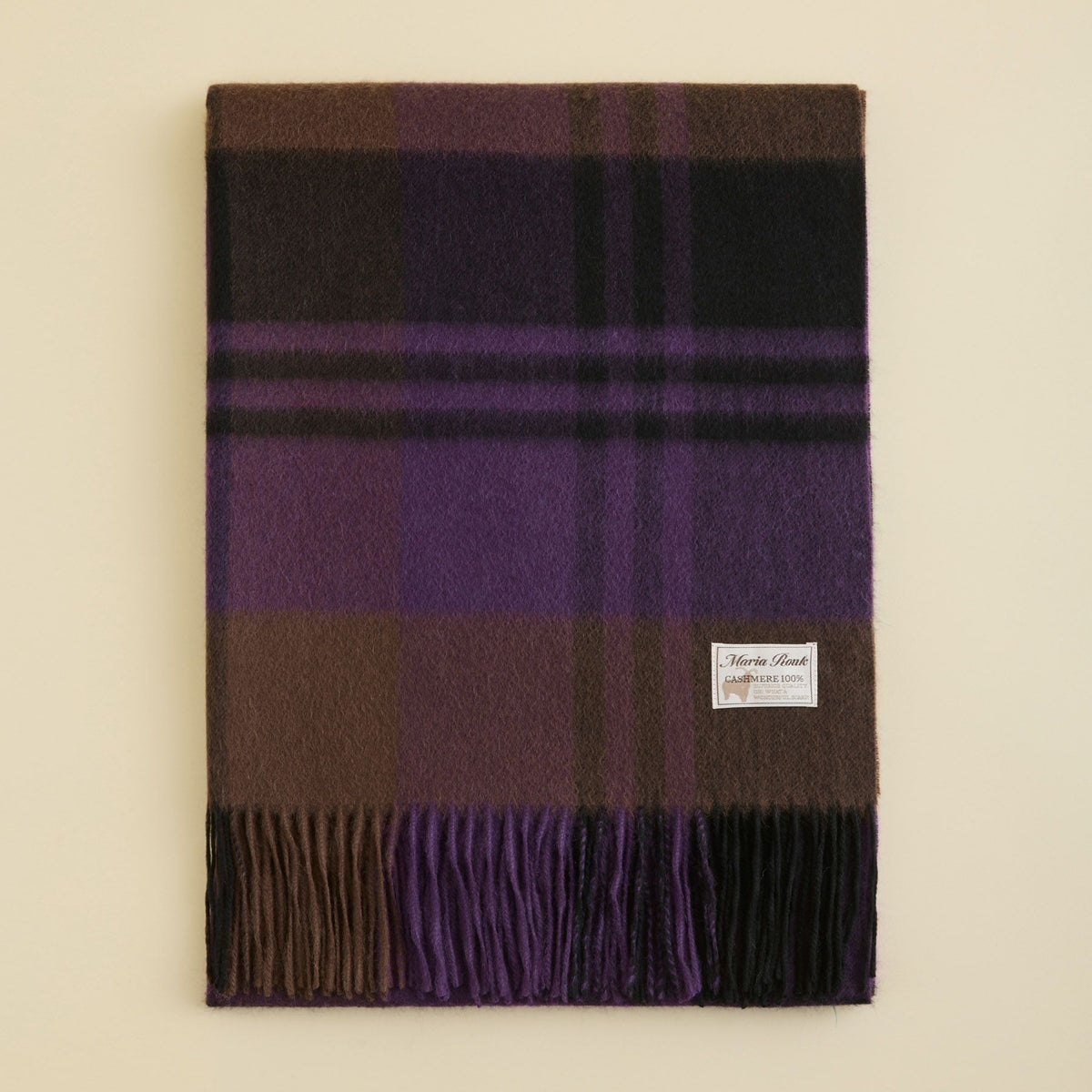 カシミヤ100%大判チェックストール