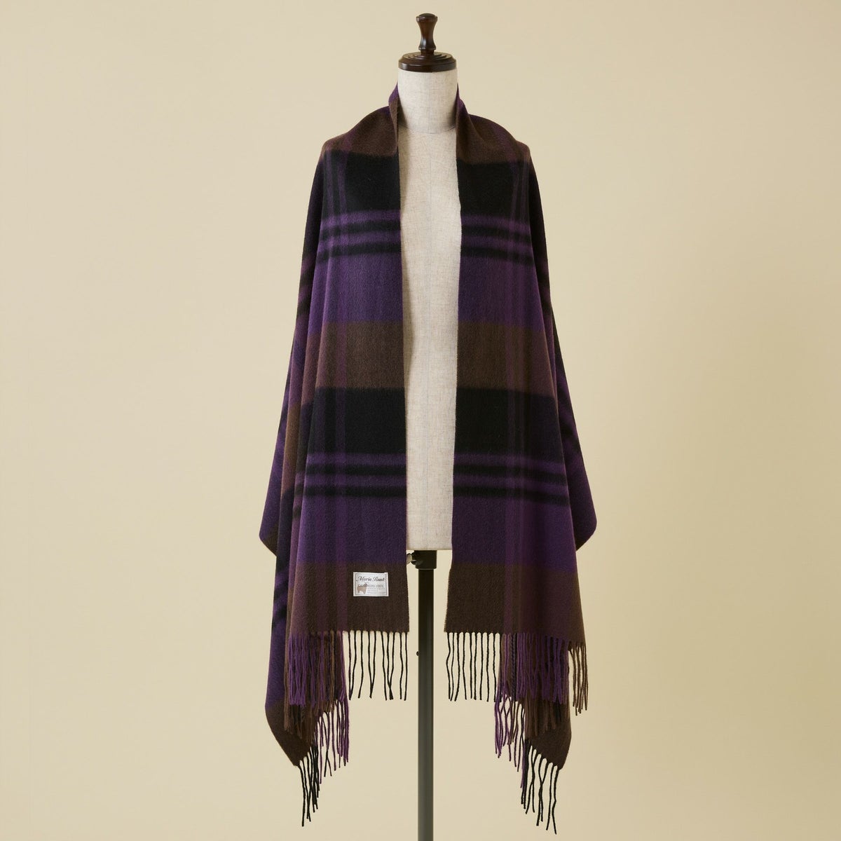 カシミヤ100%大判チェックストール