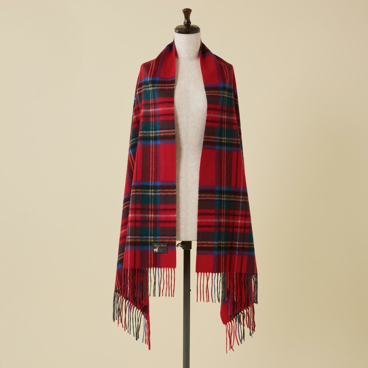 カシミヤ100%大判チェックストール