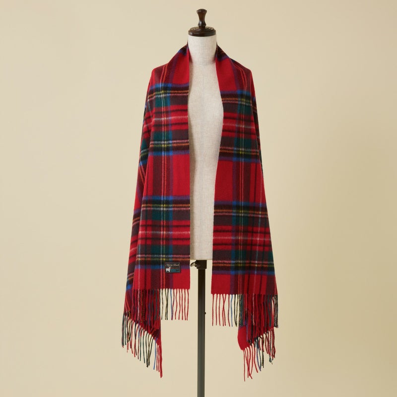 カシミヤ100%大判チェックストール