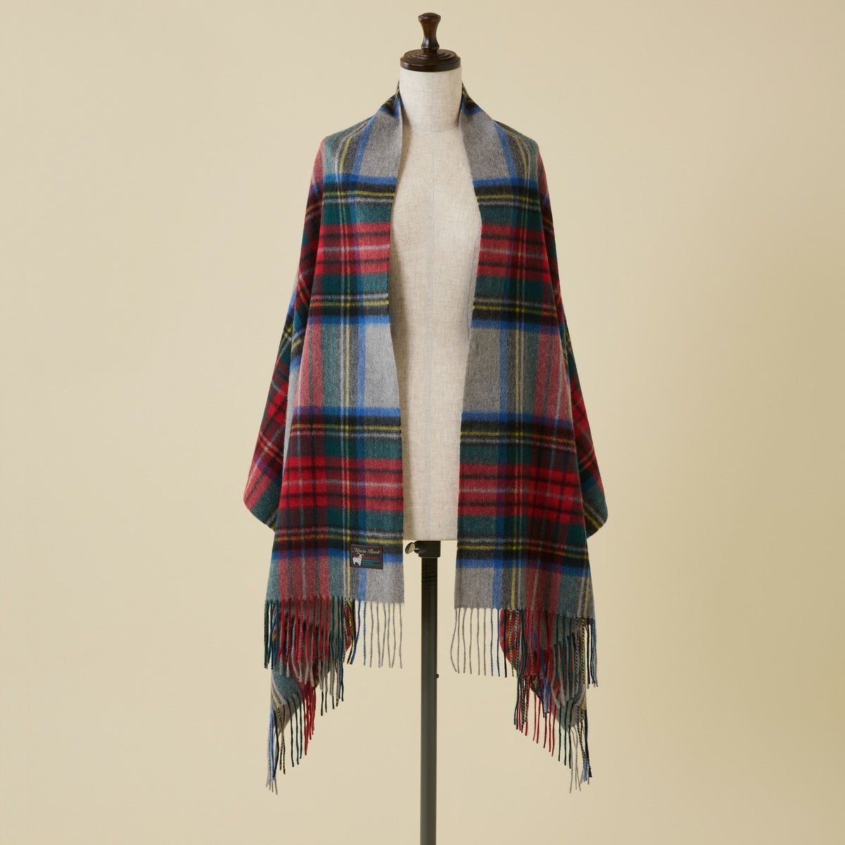 カシミヤ100%大判チェックストール