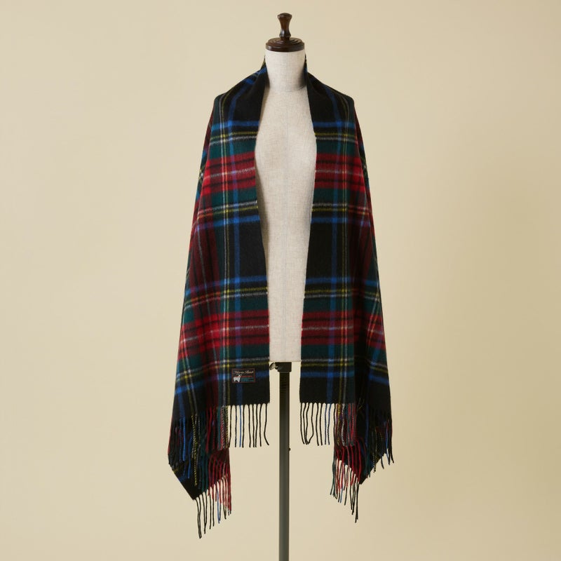 カシミヤ100%大判チェックストール