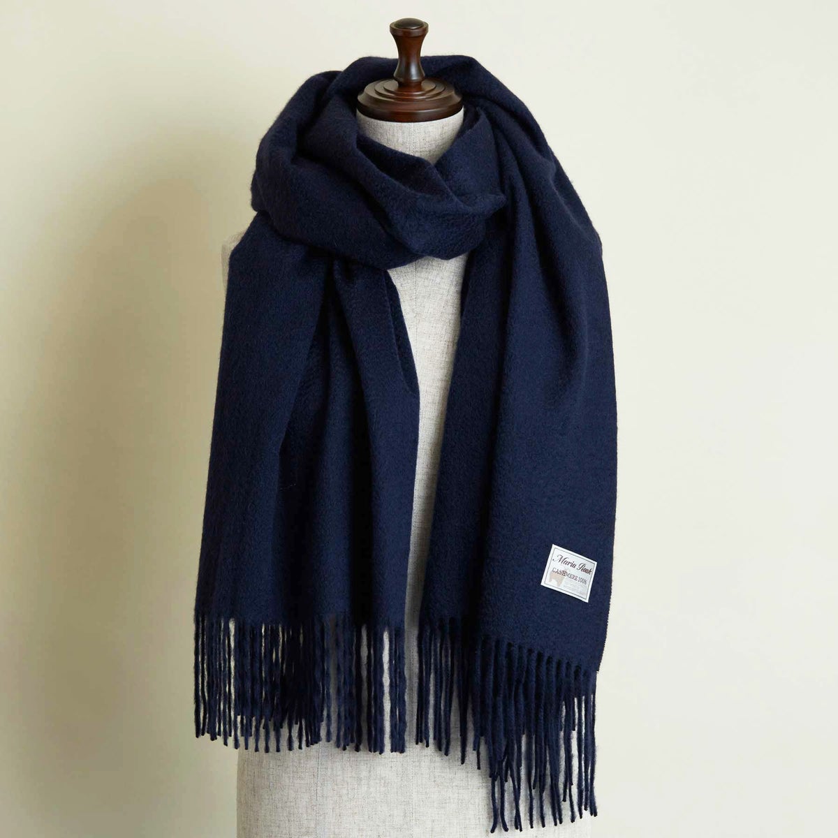  カシミヤ100%大判無地ストール＜ネイビー＞