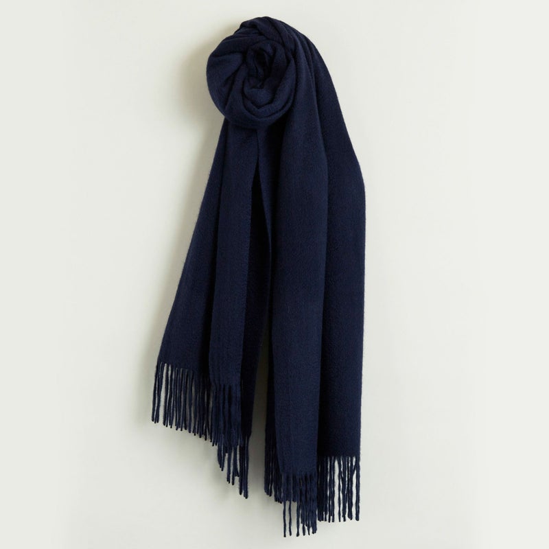  カシミヤ100%大判無地ストール＜ネイビー＞