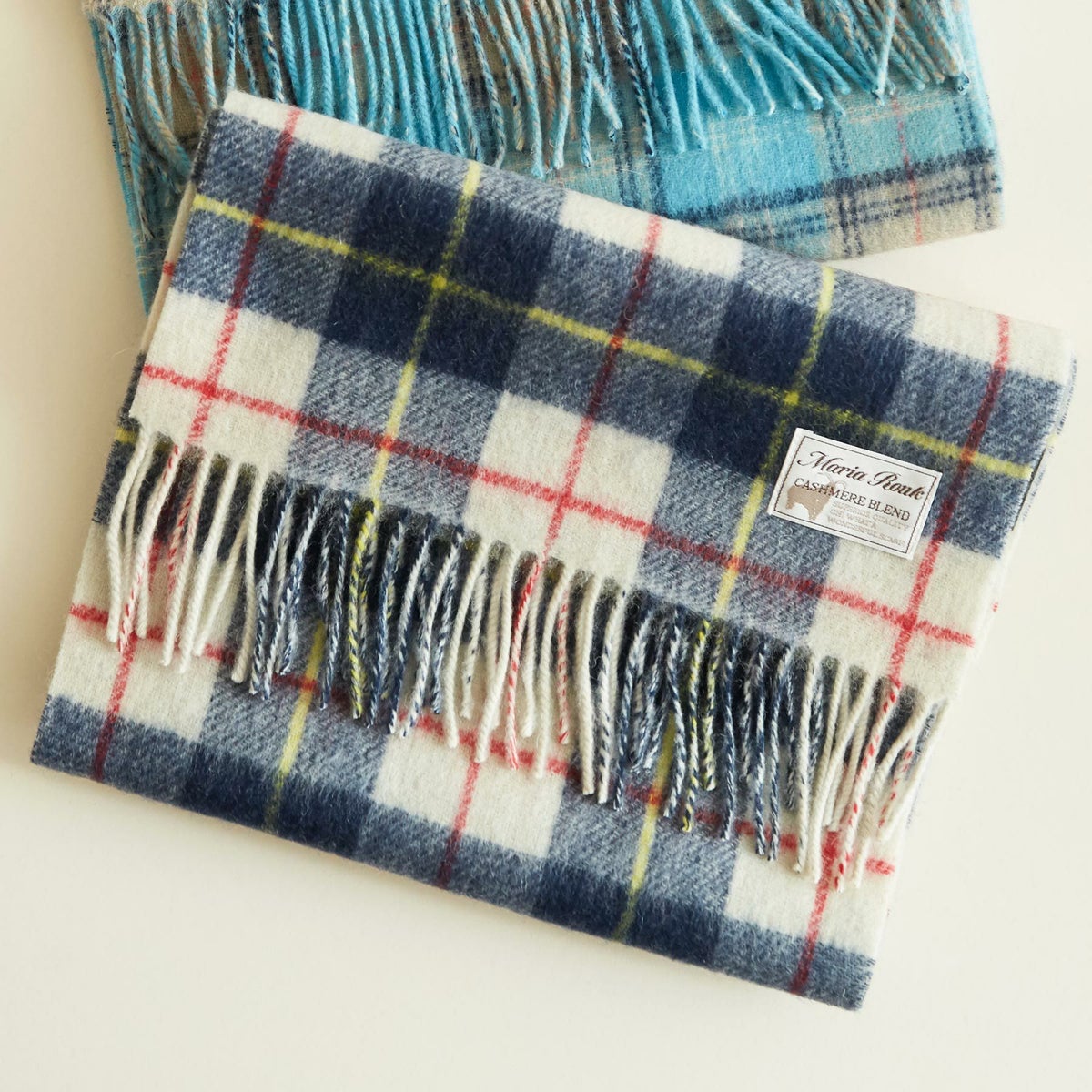 カシミヤブレンドチェックリバーシブルマフラー