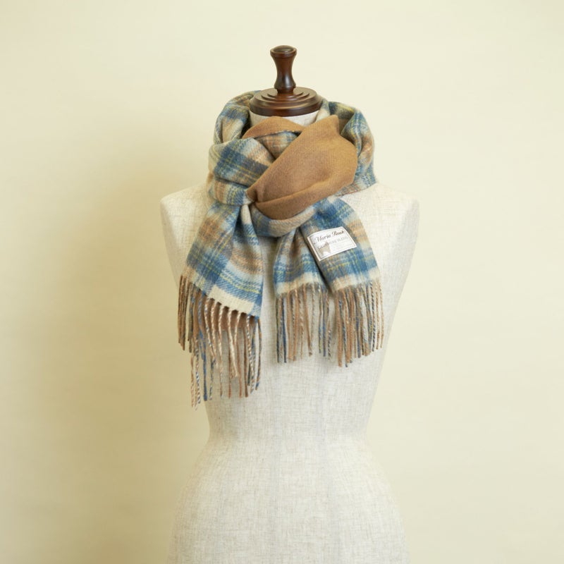 カシミヤブレンドチェックリバーシブルマフラー