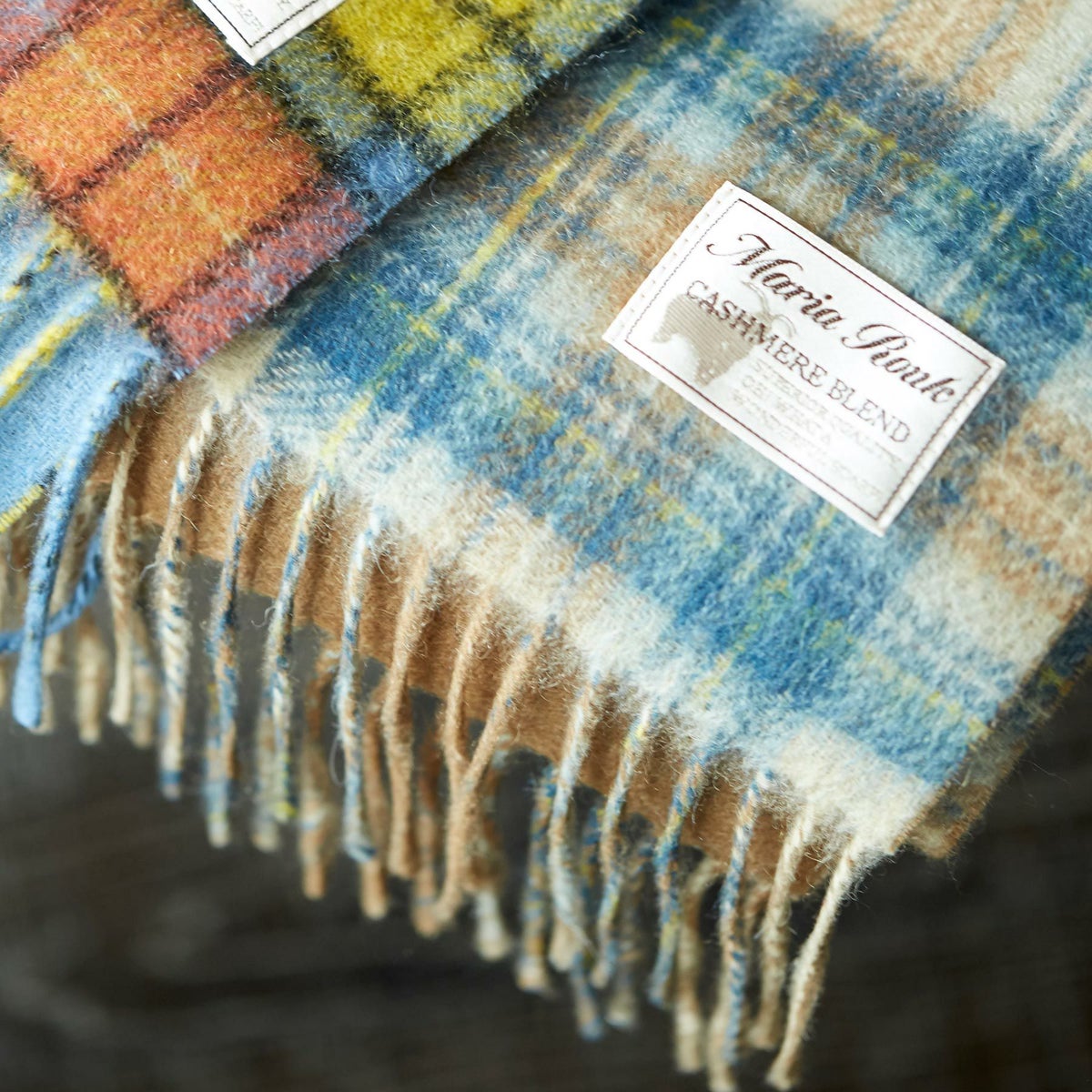 カシミヤブレンドチェックリバーシブルマフラー