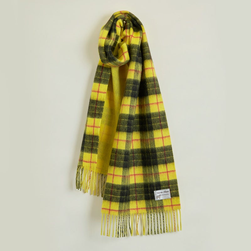 カシミヤブレンドチェックリバーシブルマフラー＜イエロー＞