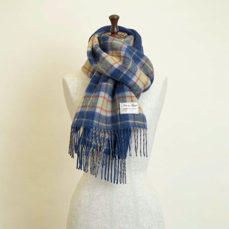 カシミヤブレンドチェックリバーシブルマフラー