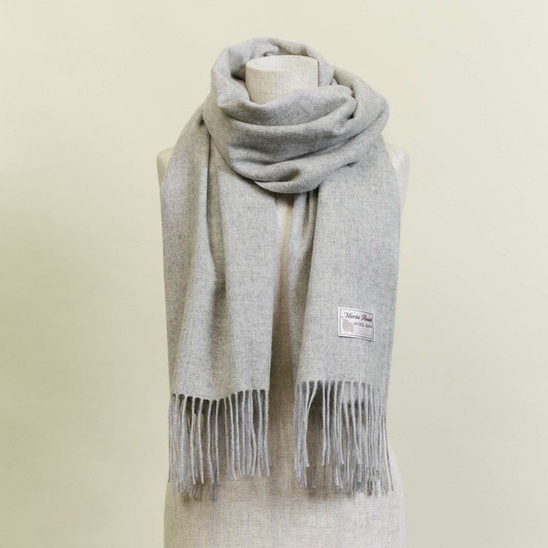 ウール100%大判無地ストール＜ライトグレー＞