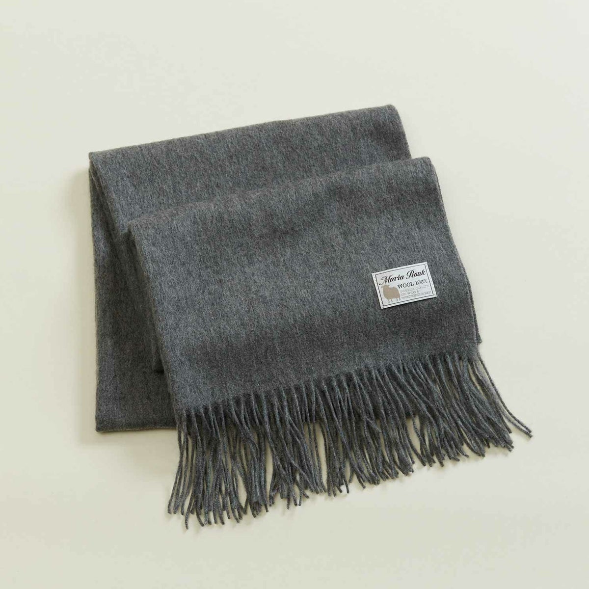 ウール100%大判無地ストール＜チャコール＞