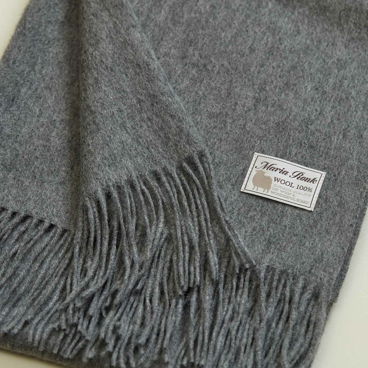 ウール100%大判無地ストール＜チャコール＞