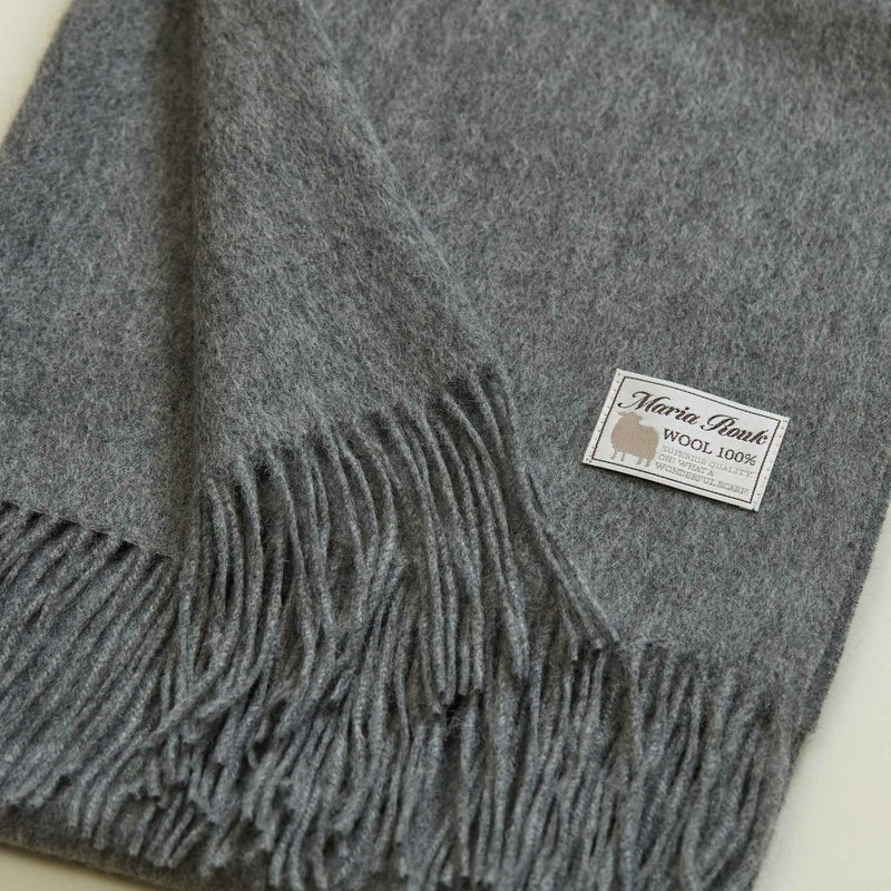 ウール100%大判無地ストール＜チャコール＞