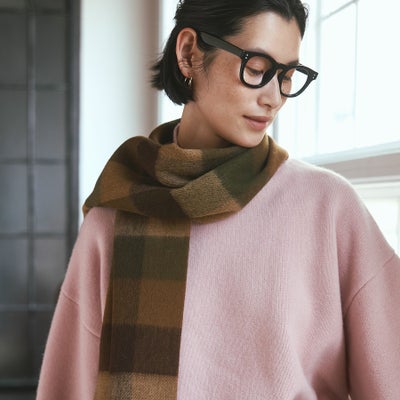 カシミヤブレンドチェックリバーシブルマフラー
