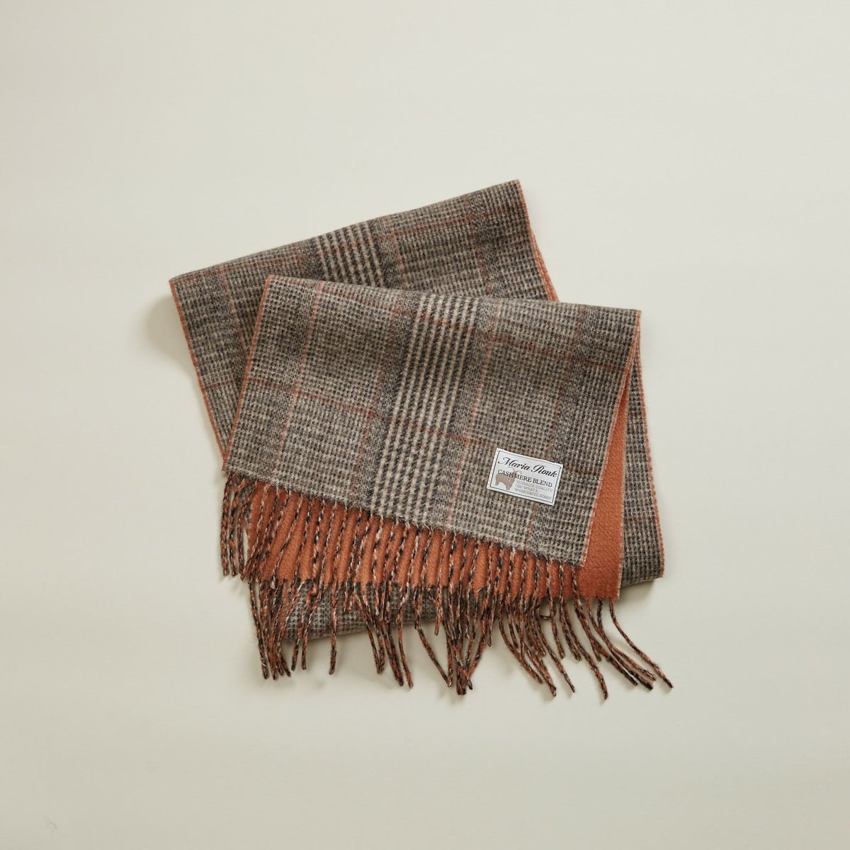 カシミヤブレンドチェックリバーシブルマフラー