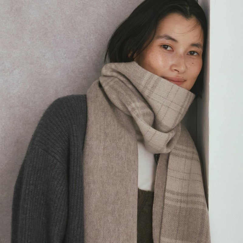  カシミヤブレンドチェックリバーシブルマフラー