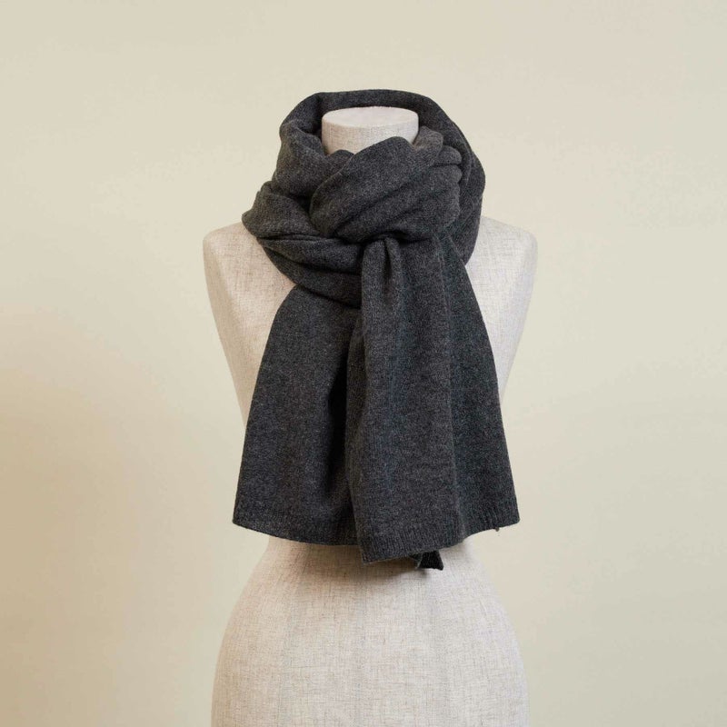  カシミヤブレンドニット大判ストール＜杢チャコール＞
