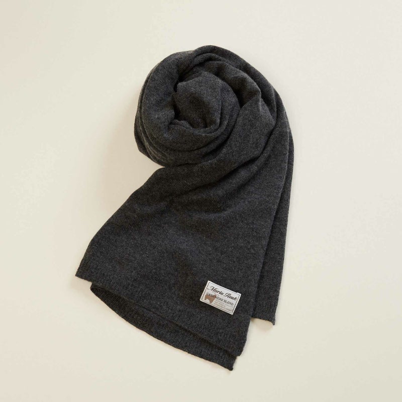  カシミヤブレンドニット大判ストール＜杢チャコール＞
