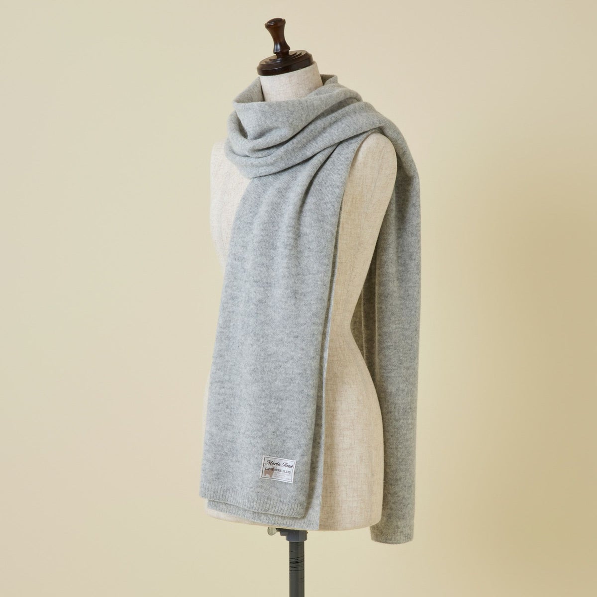カシミヤブレンドニット大判ストール＜杢グレー＞