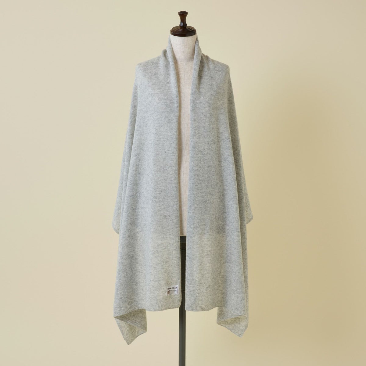 カシミヤブレンドニット大判ストール＜杢グレー＞