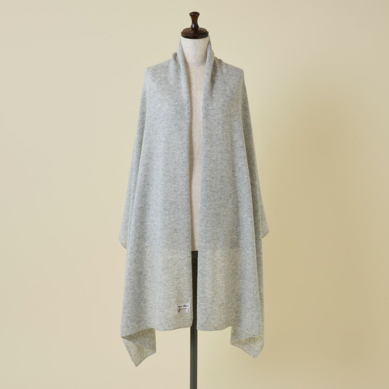 カシミヤブレンドニット大判ストール＜杢グレー＞
