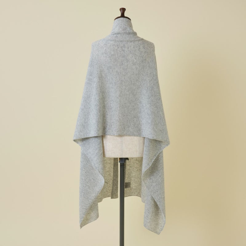 カシミヤブレンドニット大判ストール＜杢グレー＞