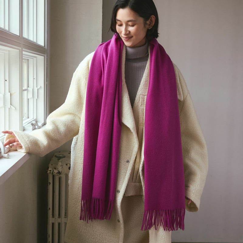 カシミヤブレンド大判無地ストール