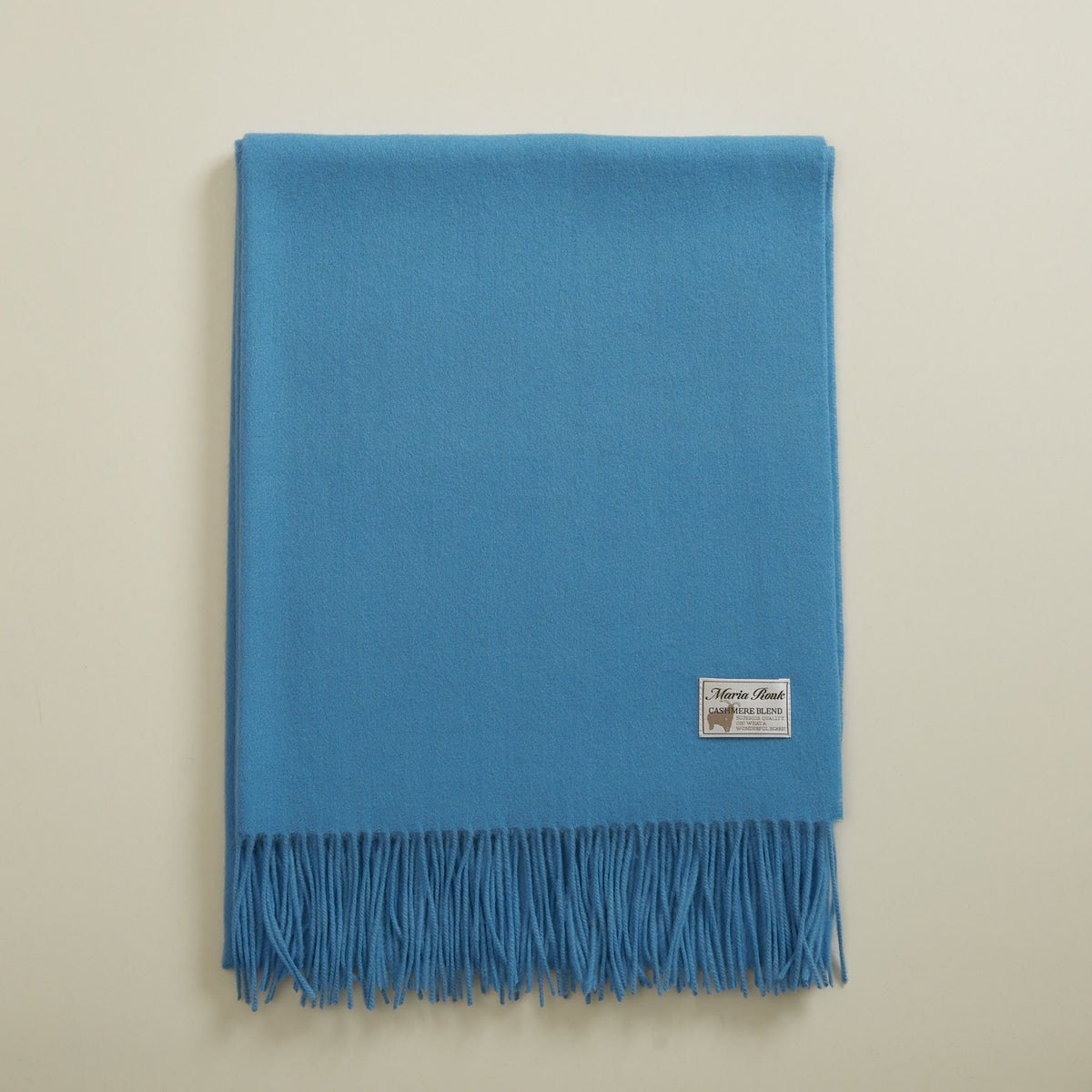 カシミヤブレンド大判無地ストール＜シアン＞