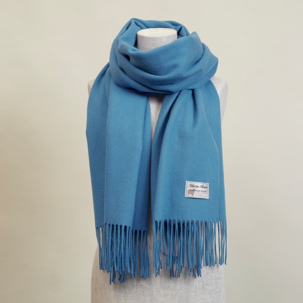 カシミヤブレンド大判無地ストール＜シアン＞