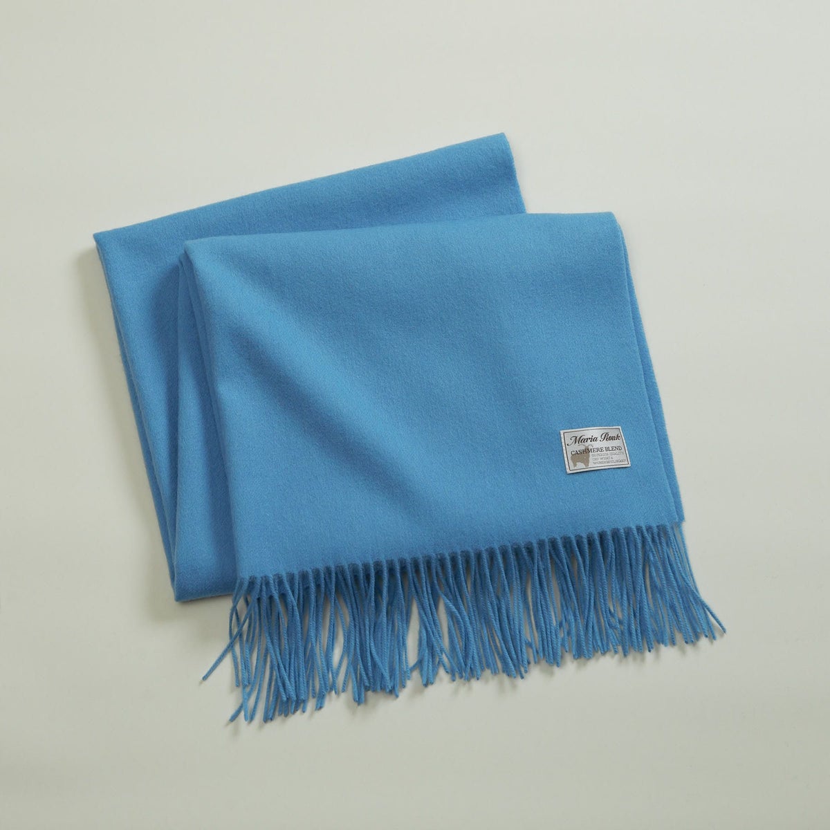 カシミヤブレンド大判無地ストール＜シアン＞