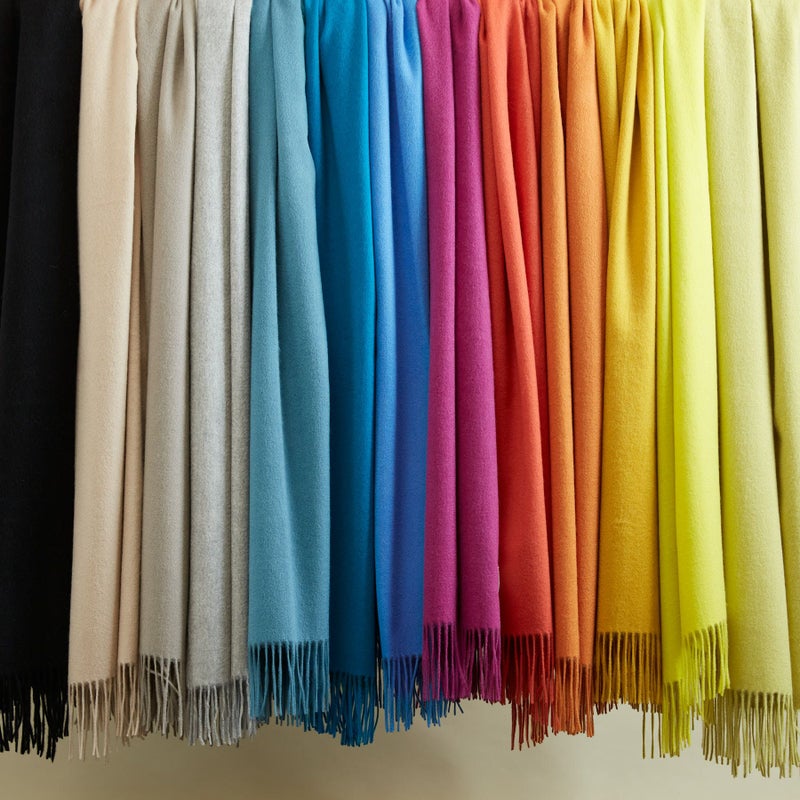 カシミヤブレンド大判無地ストール＜シアン＞