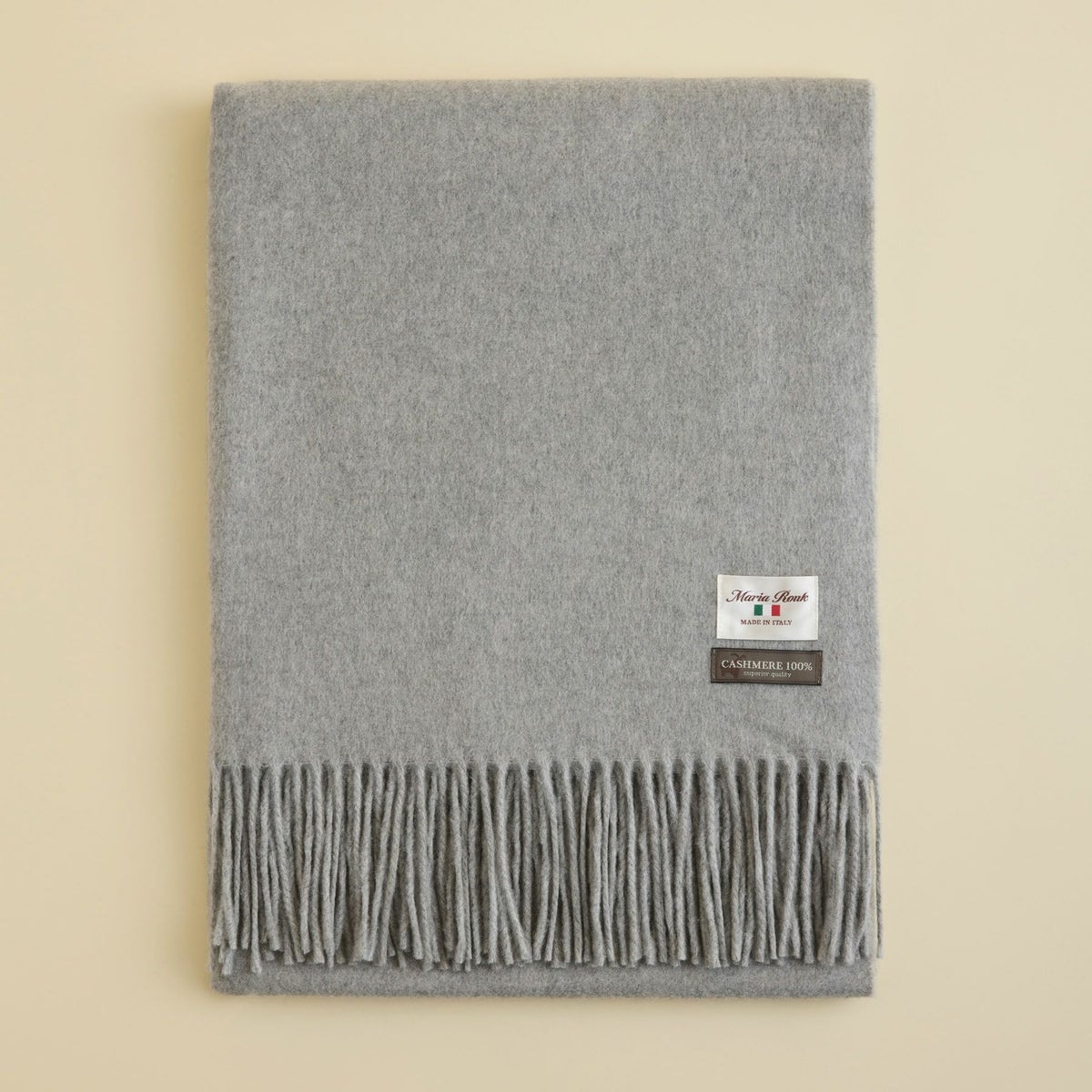 イタリア製再生カシミヤ100％大判無地ストール＜杢グレー＞