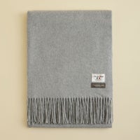 イタリア製再生カシミヤ100％大判無地ストール＜杢グレー＞