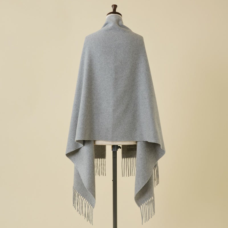 イタリア製再生カシミヤ100％大判無地ストール＜杢グレー＞