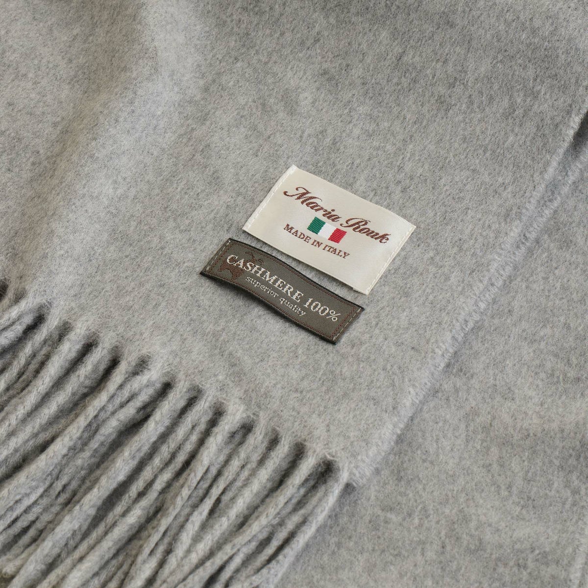 イタリア製再生カシミヤ100％大判無地ストール＜杢グレー＞