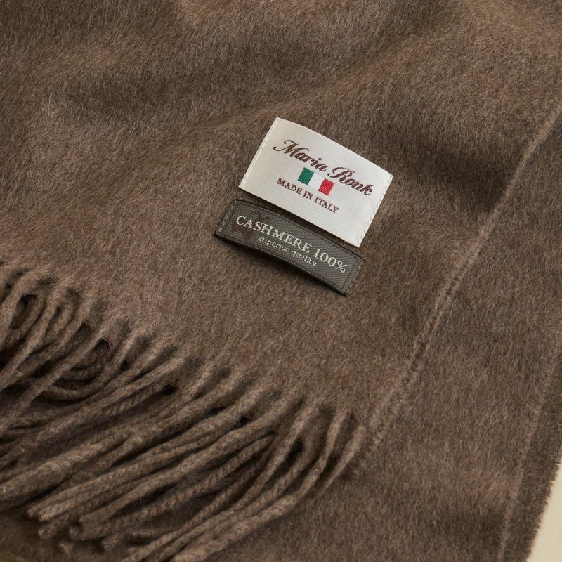 イタリア製再生カシミヤ100％大判無地ストール＜ブラウン＞