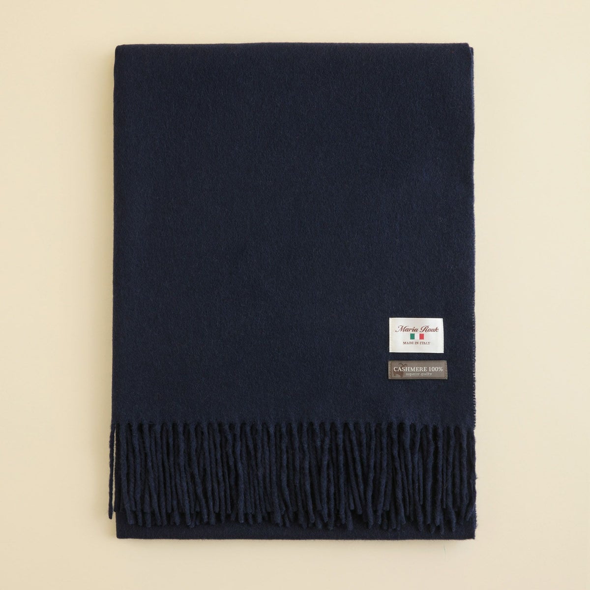 イタリア製再生カシミヤ100％大判無地ストール＜ネイビー＞