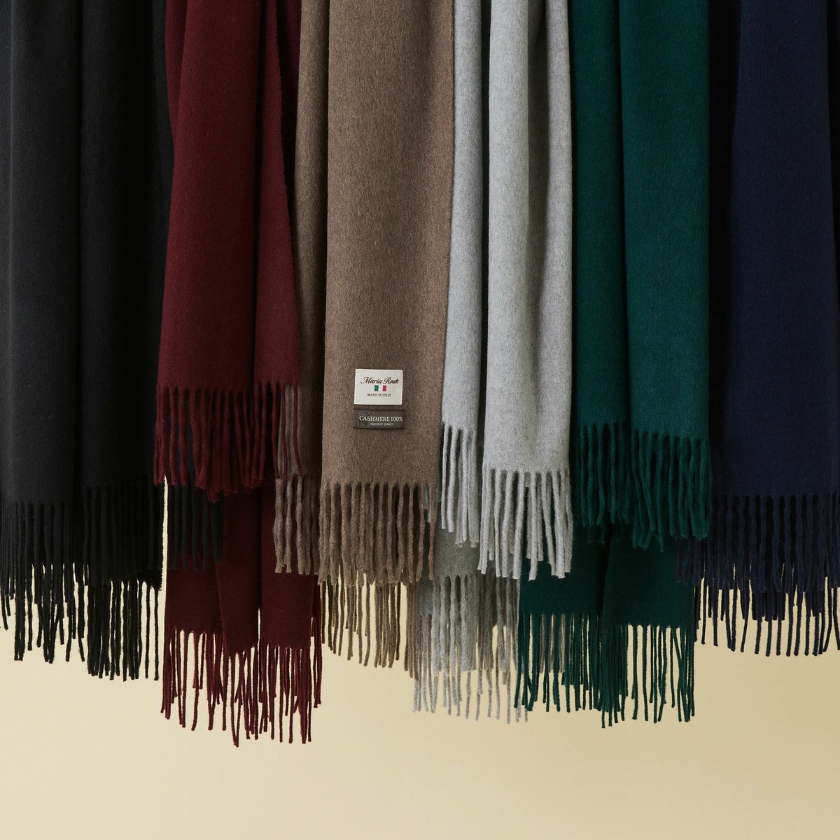 イタリア製再生カシミヤ100％大判無地ストール