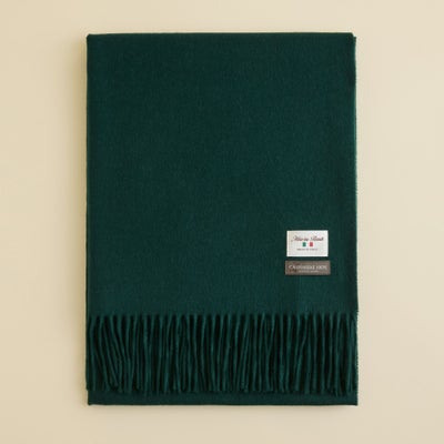 イタリア製再生カシミヤ100％大判無地ストール＜グリーン＞
