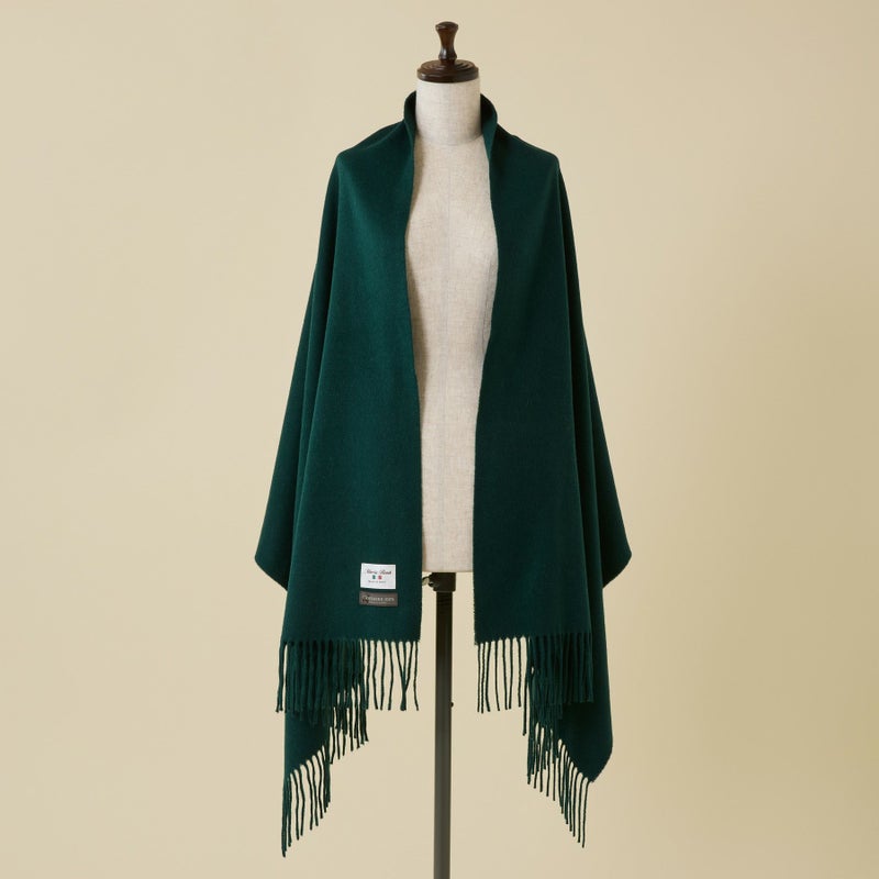 イタリア製再生カシミヤ100％大判無地ストール＜グリーン＞