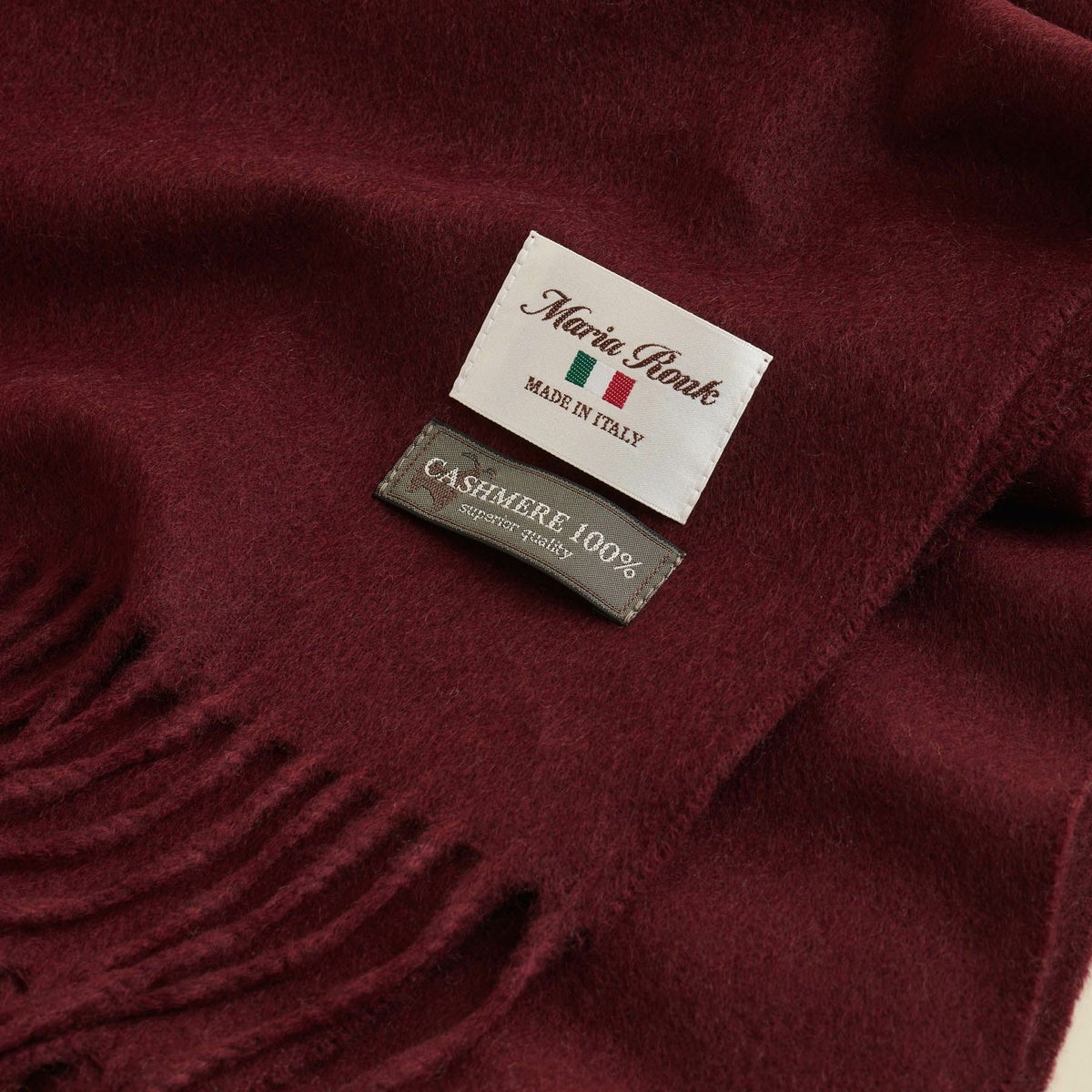 イタリア製再生カシミヤ100％大判無地ストール＜ボルドー＞