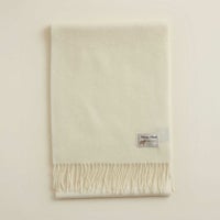 無染色】カシミヤ100%無地マフラー＜ホワイト＞