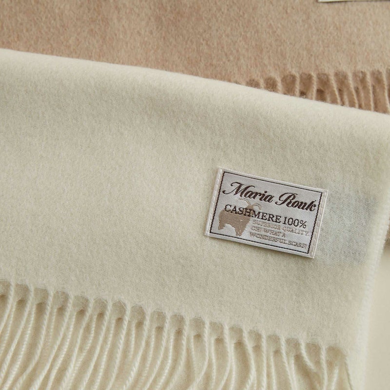 無染色】カシミヤ100%無地マフラー＜ホワイト＞