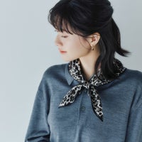 レオパードスカーフ＜グレー＞　シルク100%　日本製