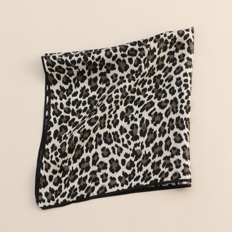 レオパードスカーフ＜グレー＞　シルク100%　日本製