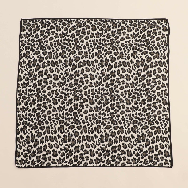 レオパードスカーフ＜グレー＞　シルク100%　日本製