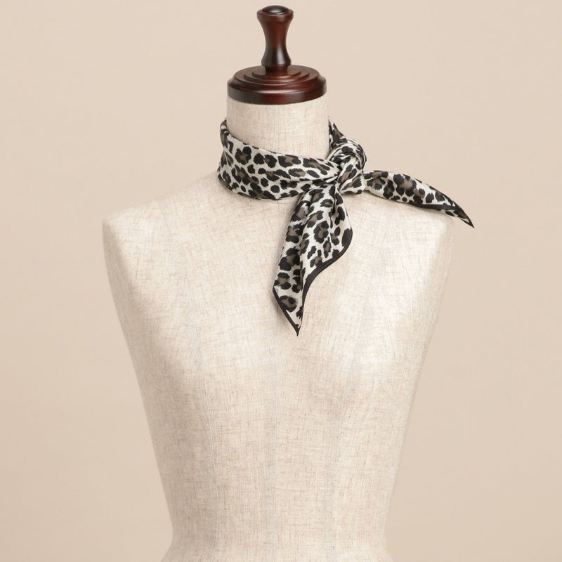 レオパードスカーフ＜グレー＞　シルク100%　日本製