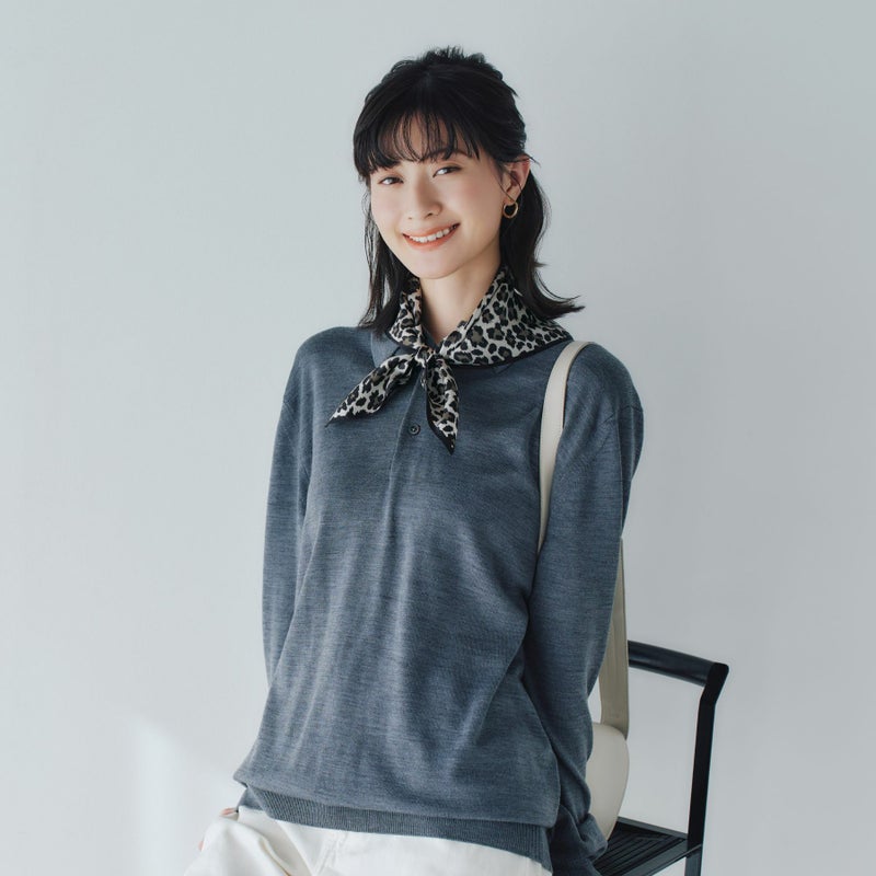 レオパードスカーフ＜グレー＞　シルク100%　日本製